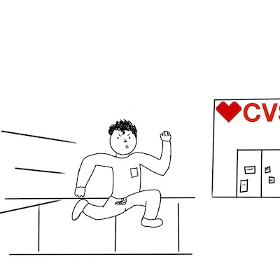 image of Anthony sprinting down the street