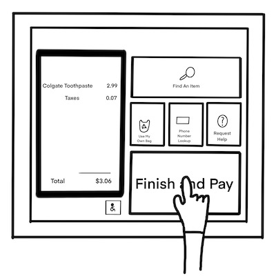 image of Anthony tapping finish and pay