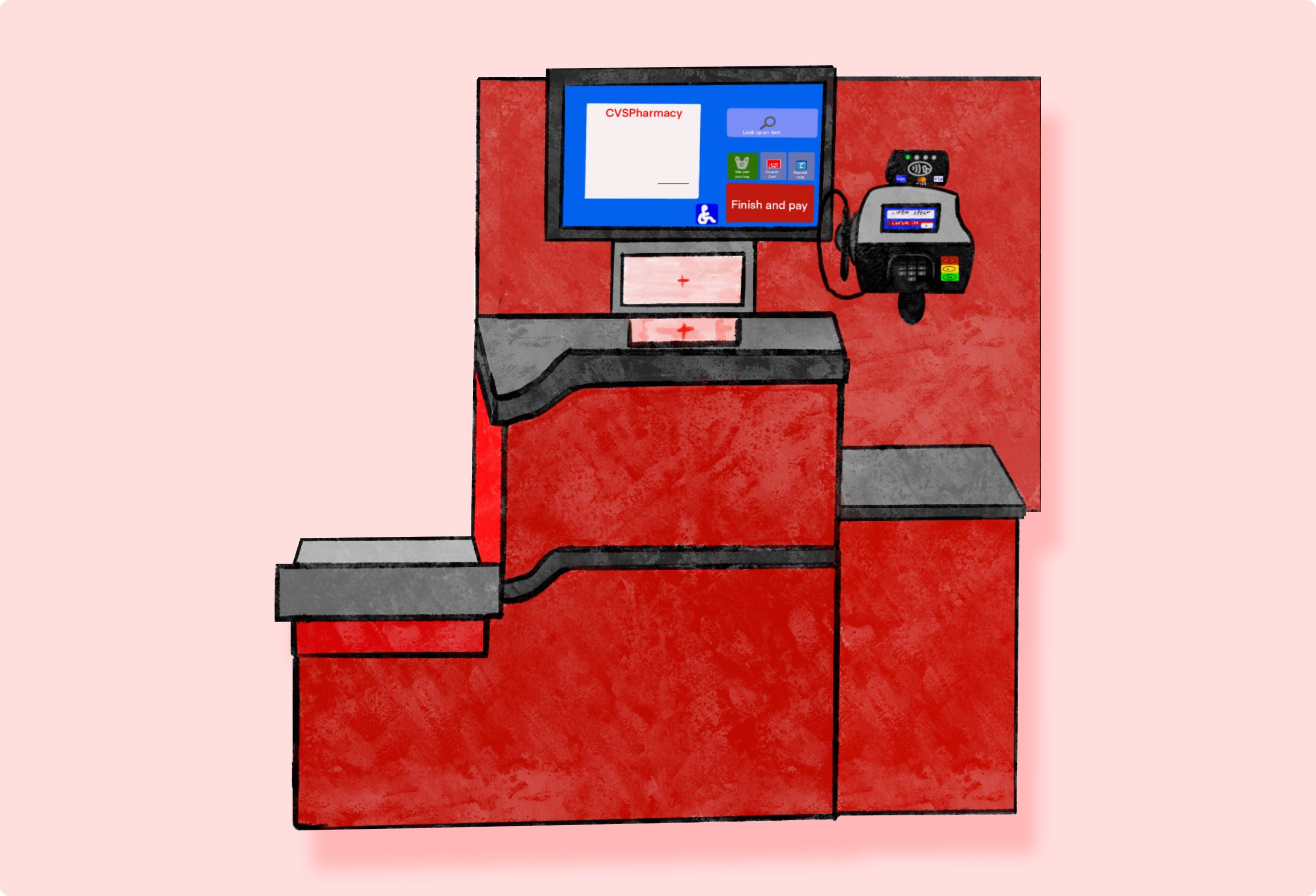 drawing of cvs self-checkout